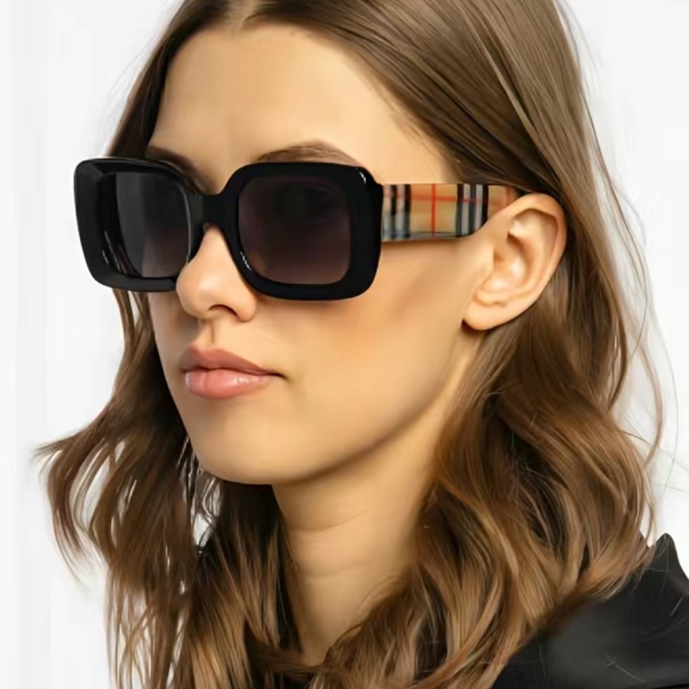 Fashion Plaid Sunglasses Shades Burberry Like Pattern